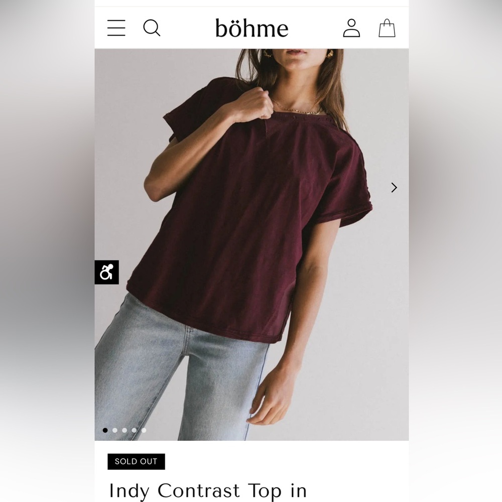 Bohme Deep Burgundy Short Sleeve Top
